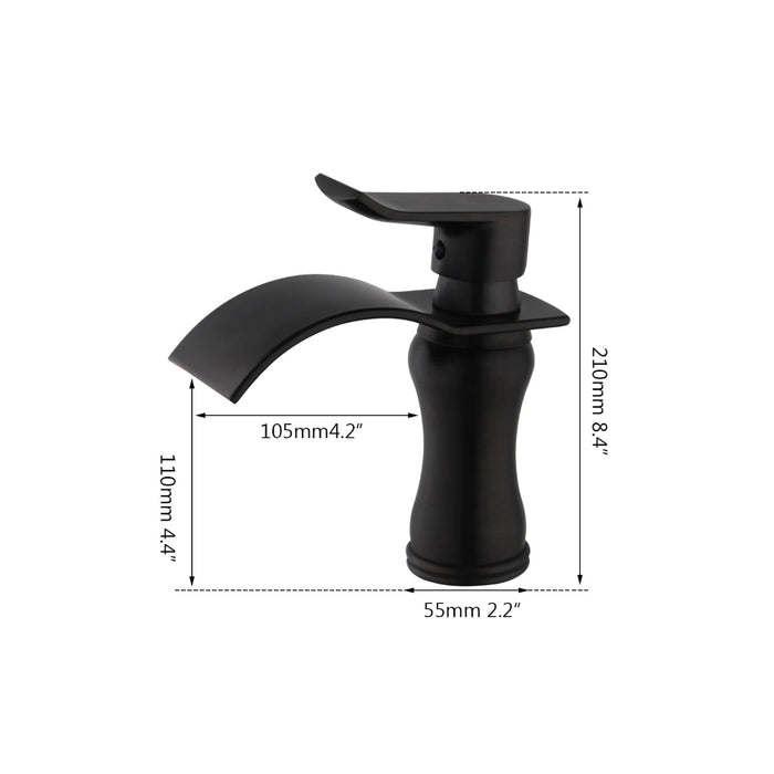 Simple Design Black Sink Mixer Waterfall Faucet