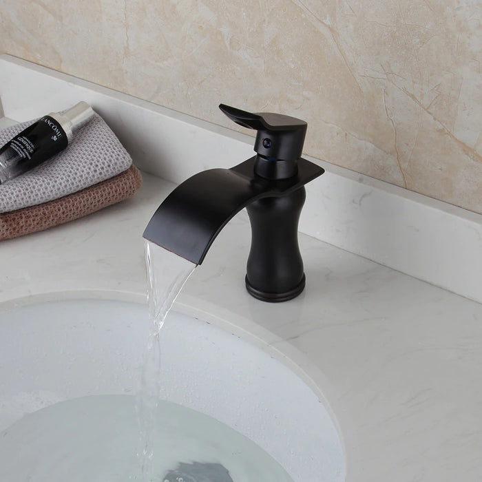 Simple Design Black Sink Mixer Waterfall Faucet