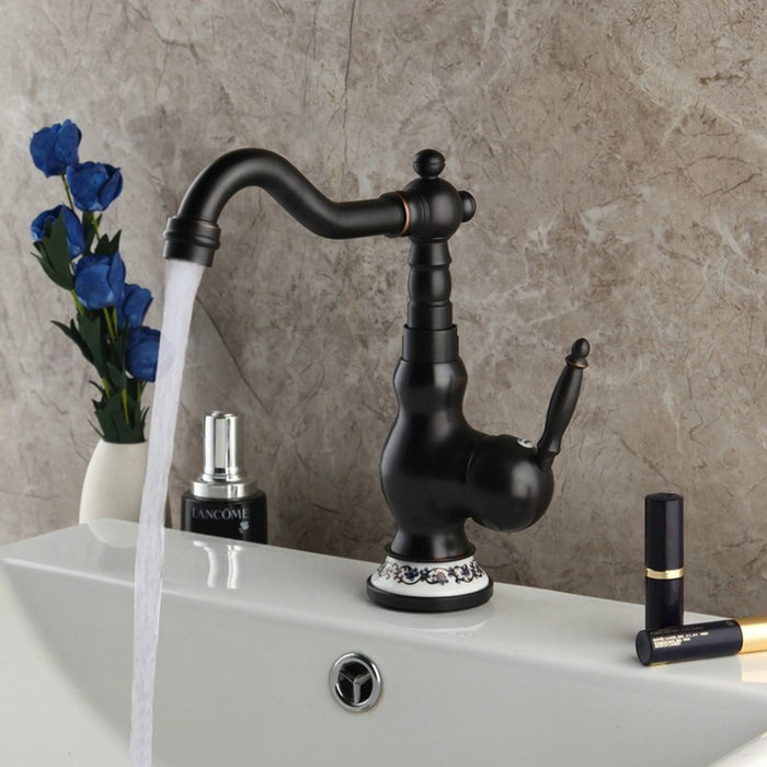 Swivel Ceramic Black Finish Sink Mixer Faucet