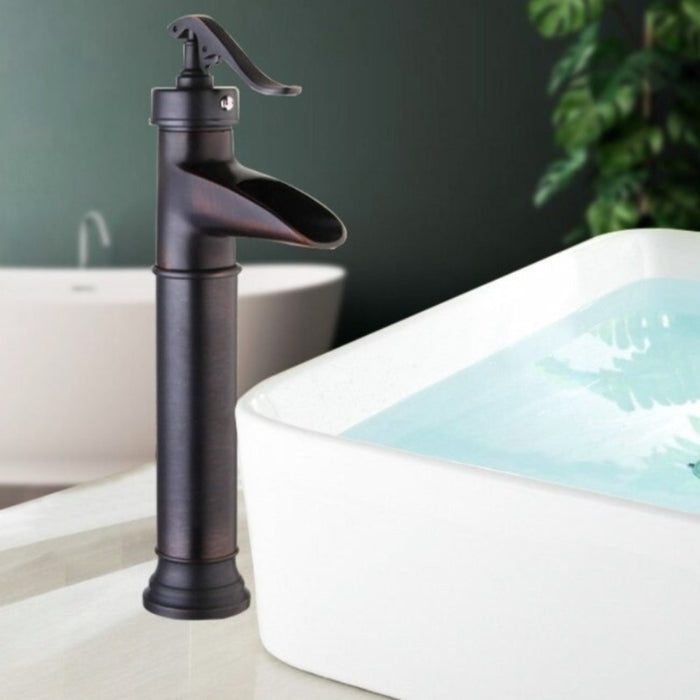 Hot & Cold Waterfall Spout Basin Sink Faucet Mixer Tap