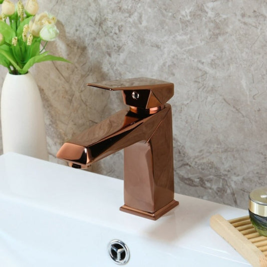 Rose Golden Deck Mounted Modern Style Sink Mixer Tap