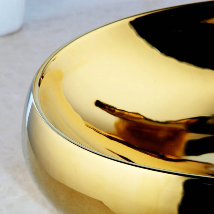Polished Gold Bathroom Faucet & Basin Set