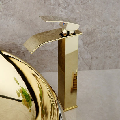 Polished Gold Bathroom Ceramic Basin Sink