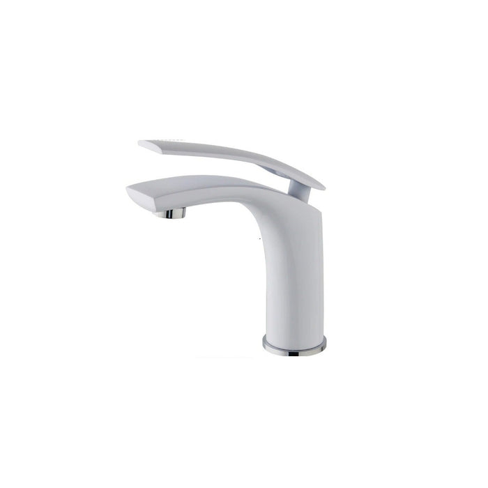 Polished White Single Handle Bathroom Faucet Water Mixer Tap