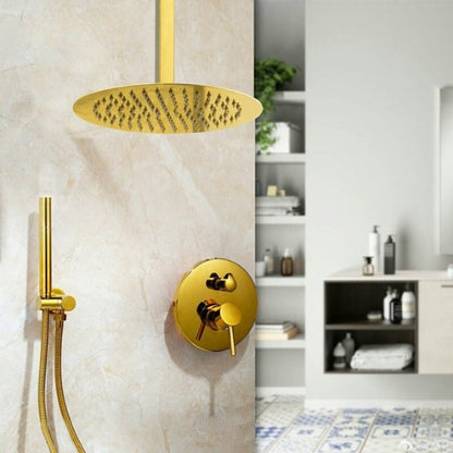 Ceiling Mounted Rainfall Golden Shower Faucet Set