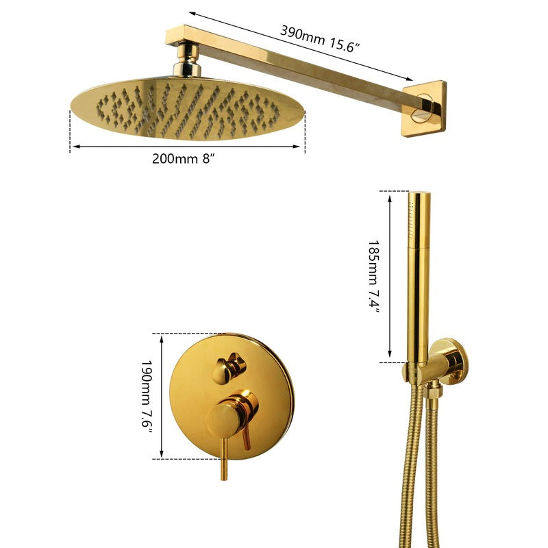 Ceiling Mounted Rainfall Golden Shower Faucet Set