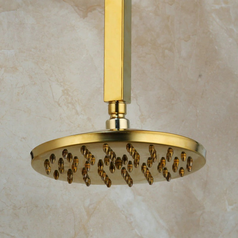 Ceiling Mounted Rainfall Golden Shower Faucet Set