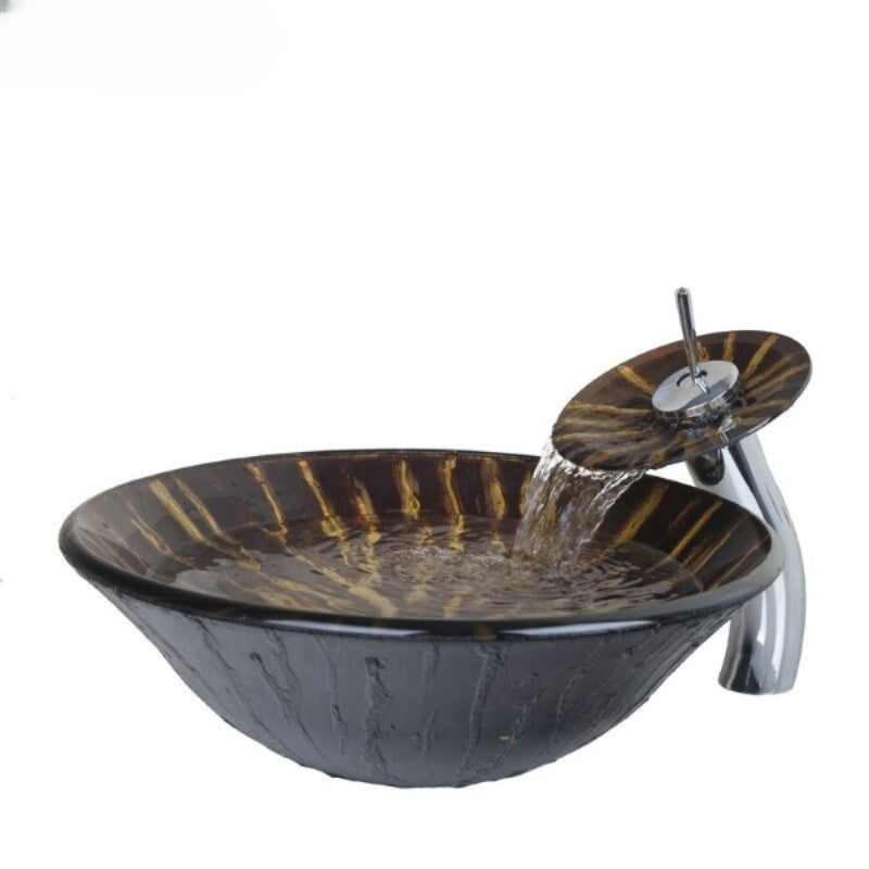 Ravine Art Style Hand Paint Round Sink Faucet Set
