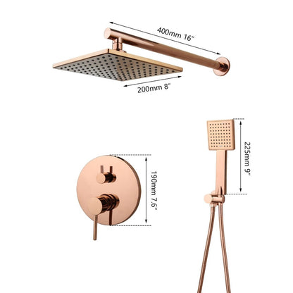 Rose-Gold Wall Mounted Rainfall Shower Faucet Set