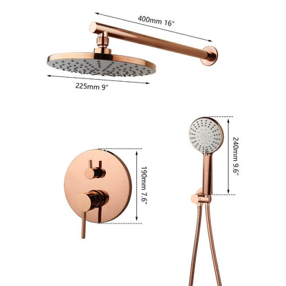 Rose-Gold Wall Mounted Rainfall Shower Faucet Set