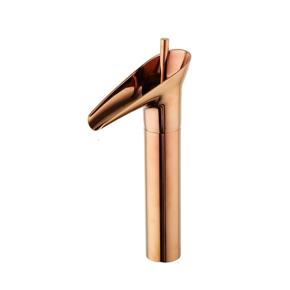 Single Handle Rose-Golden Waterfall Bathroom Faucet