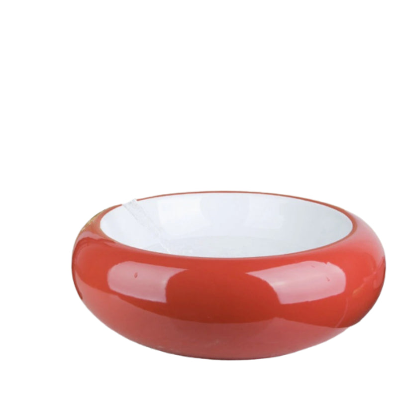 Red Color Round Ceramic Basin Sink Faucet Set