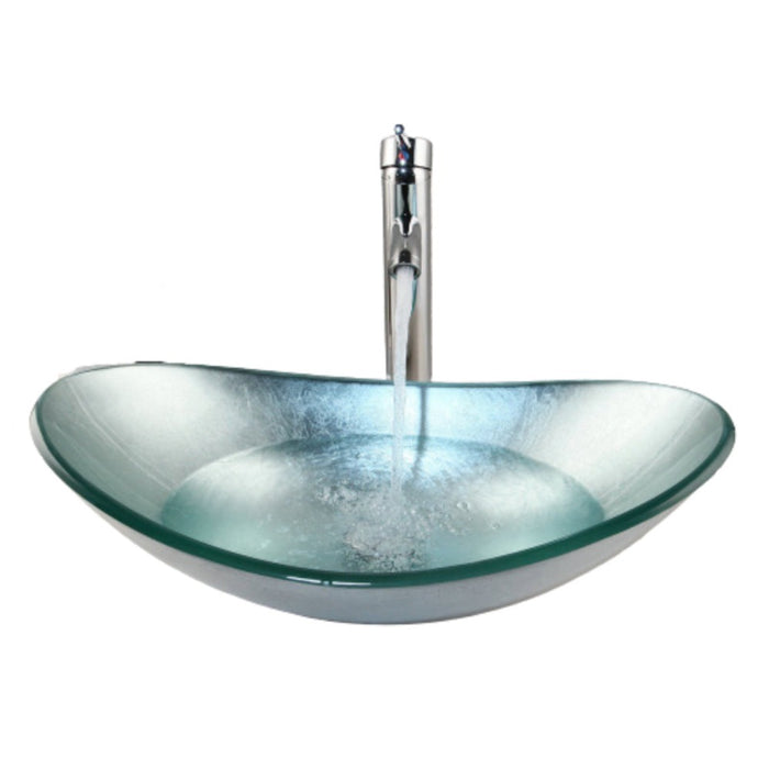 Silver Hand Paint Bathroom Glass Sink Faucet Set Tap Set