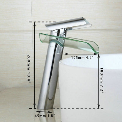 Modern Glass Solid Brass Bathroom Faucet