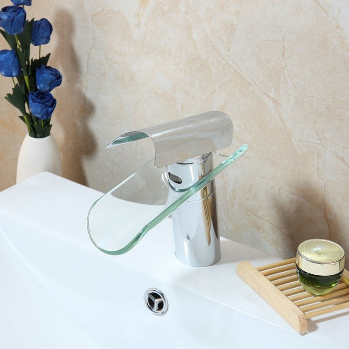 Modern Glass Solid Brass Bathroom Faucet