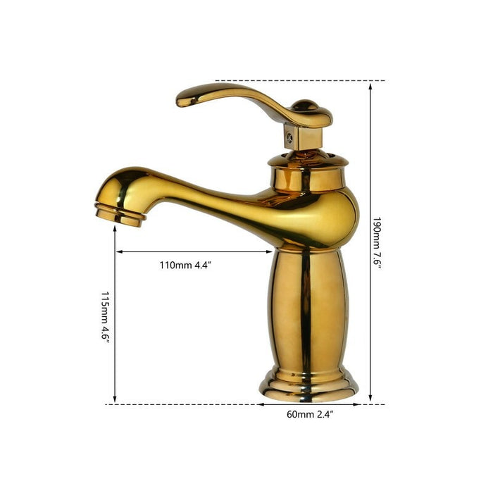 Solid Golden Polished Bathroom Basin Faucet
