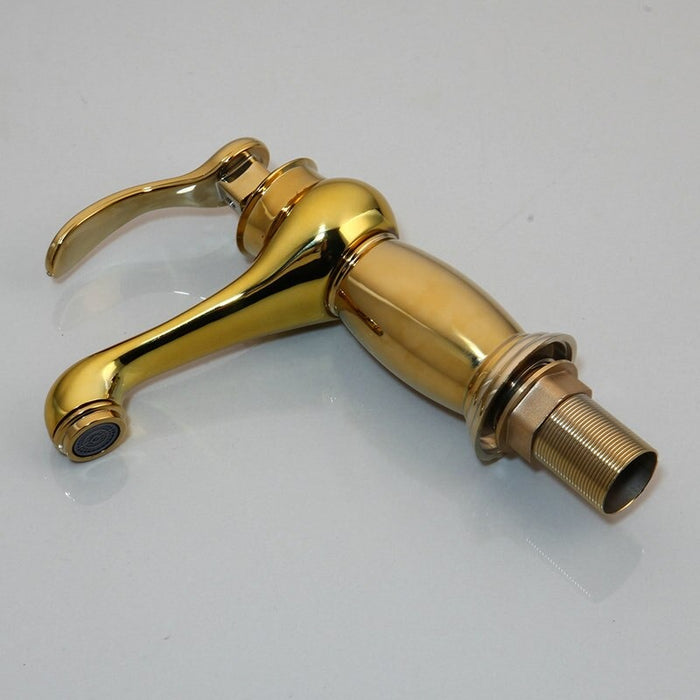 Solid Golden Polished Bathroom Basin Faucet