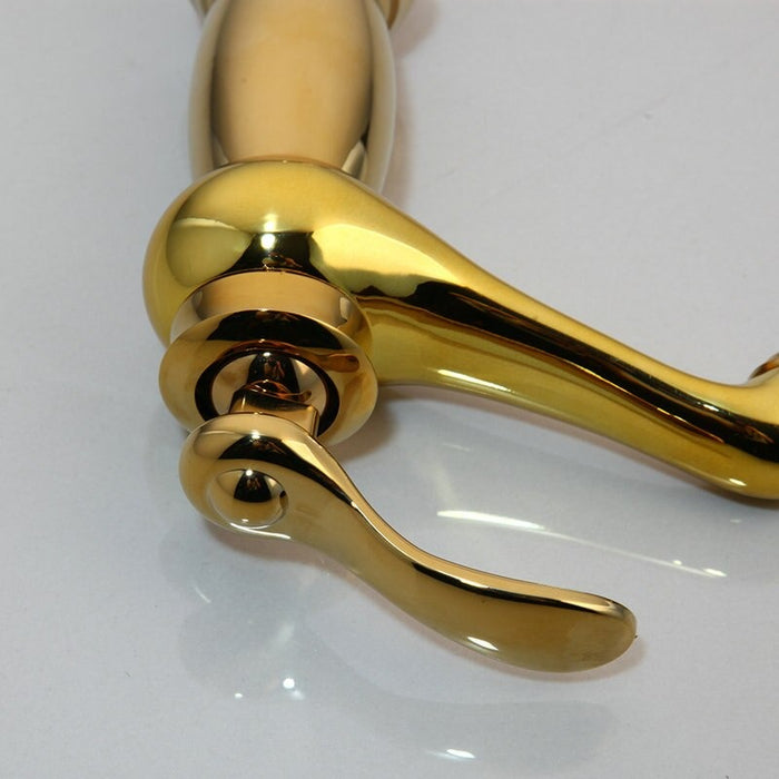 Solid Golden Polished Bathroom Basin Faucet