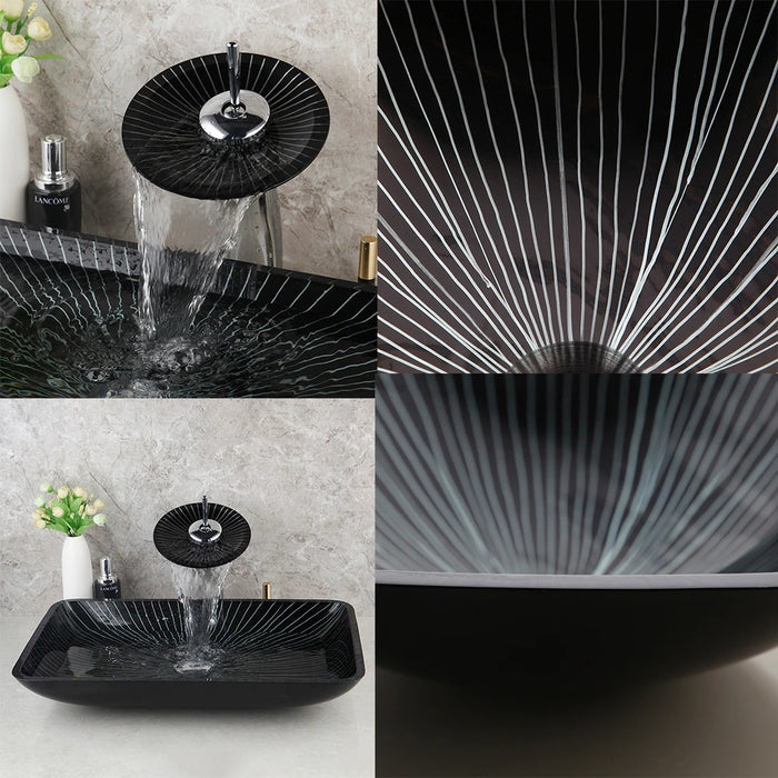 Black Art Design Bathroom Washbasin Bath Set Faucet