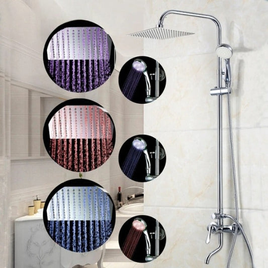 Square Polished Chrome LED Rain Shower