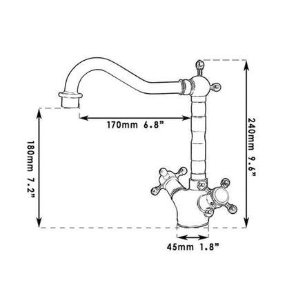 Dual Handles Swivel Antique Brass Basin Mixer Tap