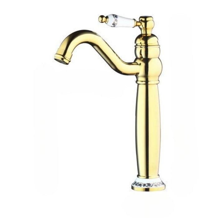 Golden Swivel Deck Mounted Brass Ceramic Faucet