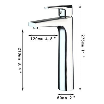 Tall Chrome Silver Bathroom Wash Basin Mixer Faucet