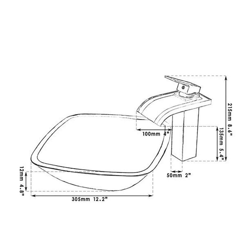 Tempered Glass Bathroom Square Sink Set