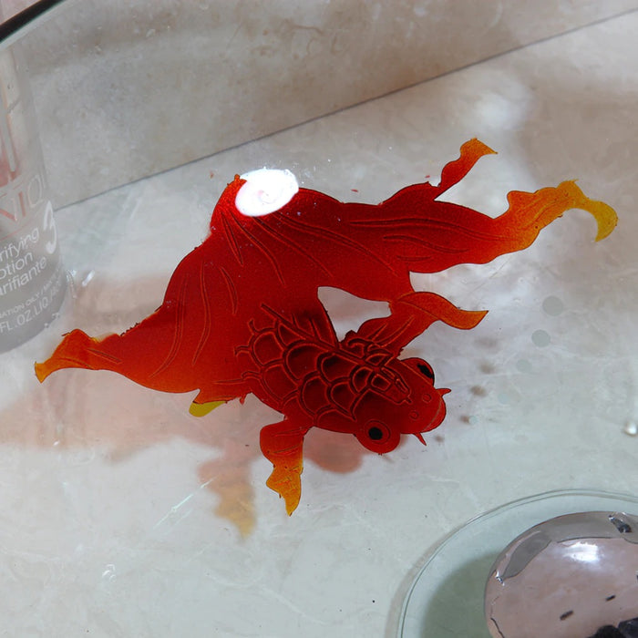 Tempered Glass Gold Fish Art Design Faucet Sink