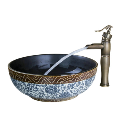 Traditional Design Ceramic Round Sink Faucet Set