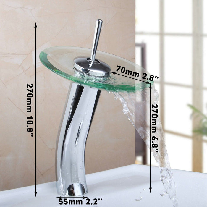 Tempered Glass Chrome Bathroom Faucet Mixer Tap