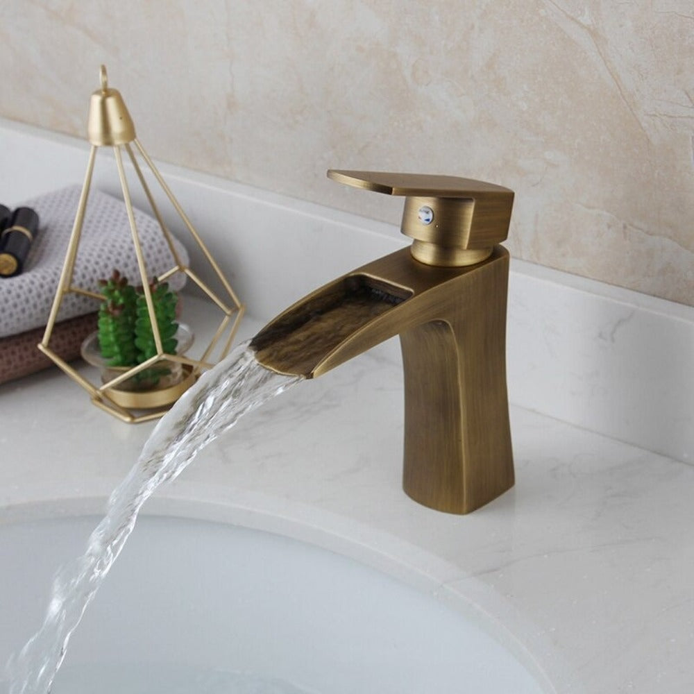 Deck Mounted Antique Brass Bathroom Basin Faucet