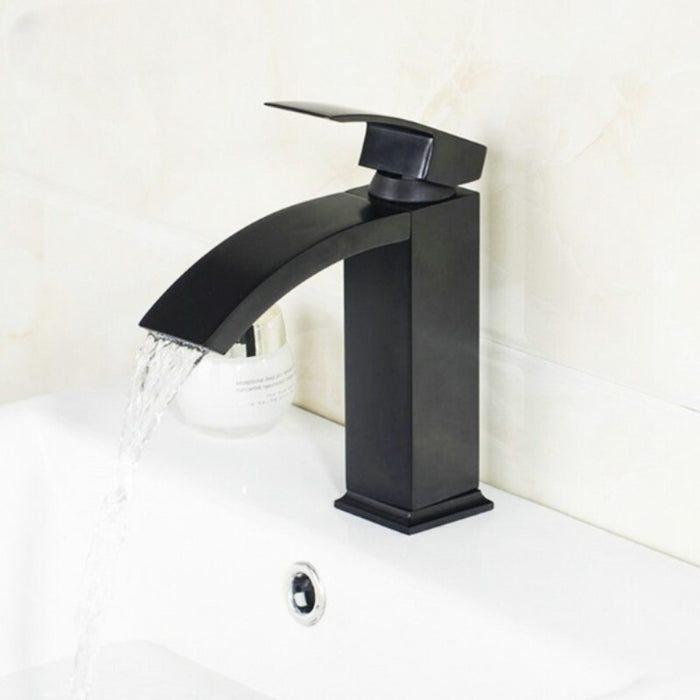 Waterfall Spout Oil Rubbed Black Deck Mounted Faucet