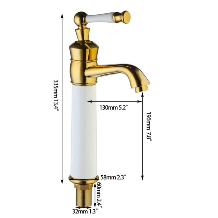 White Golden Plated Hot And Cold Water Mixer Tap