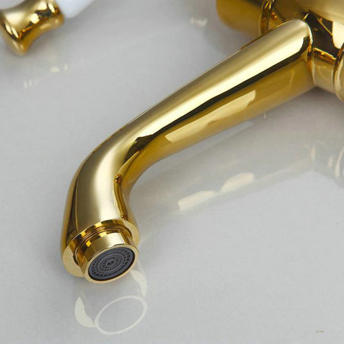 White Golden Plated Hot And Cold Water Mixer Tap