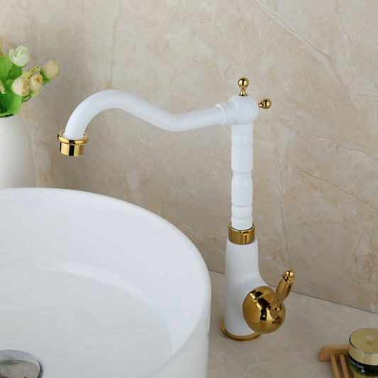 White Gold Stylish Swivel Sink Mixer Faucet