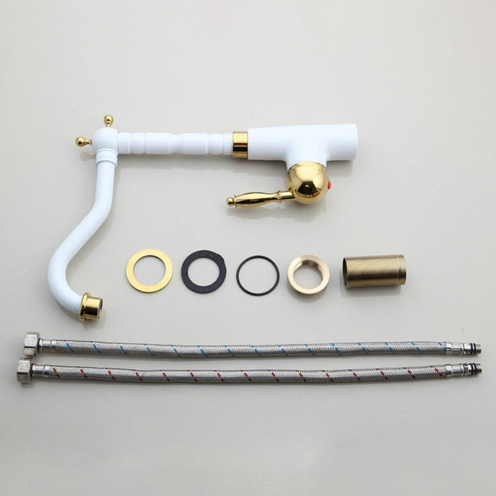 White Gold Stylish Swivel Sink Mixer Faucet