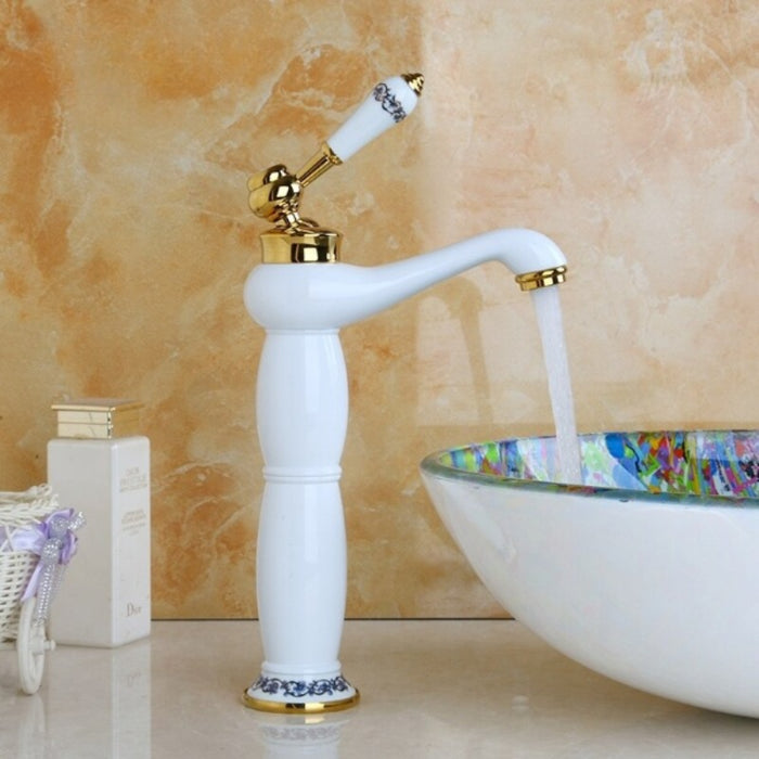 White Painted Ceramic Handle Finish Waterfall Faucet