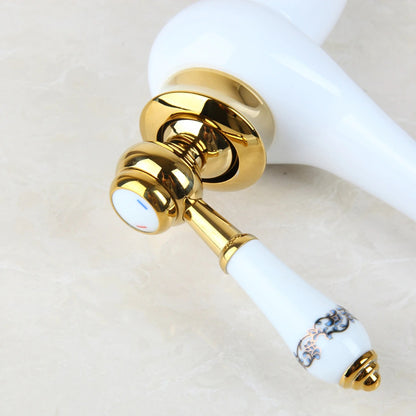 White Painted Ceramic Handle Finish Waterfall Faucet