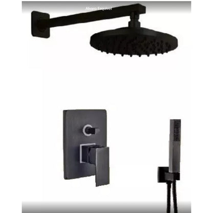 Black Round Wall Mounted Bathroom Rainfall Shower Faucet Sets