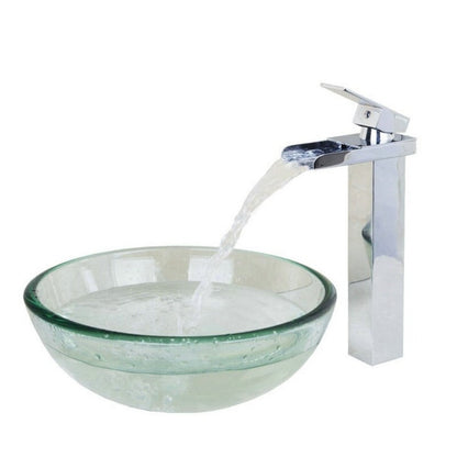 Tempered Glass Round Bathroom Sink Set