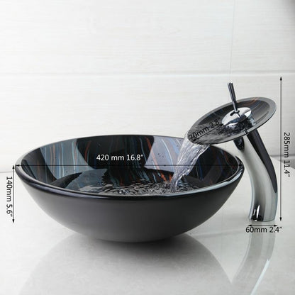 Modern Tempered Glass Basin Bowl Sink Set