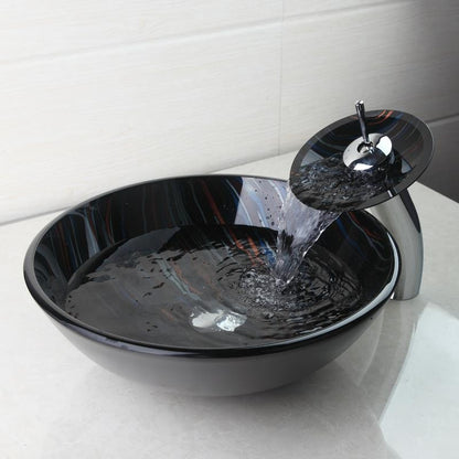 Modern Tempered Glass Basin Bowl Sink Set