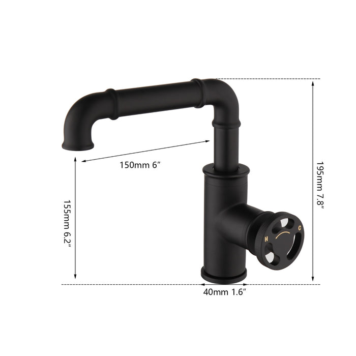 Matte Black Industrial Unique Design Tap Faucet
