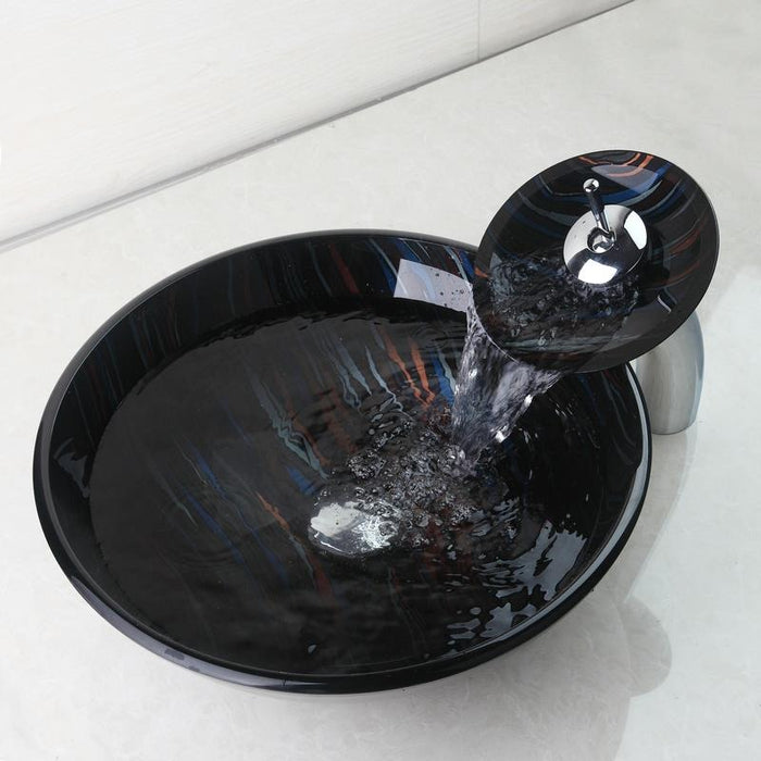 Modern Tempered Glass Basin Bowl Sink Set