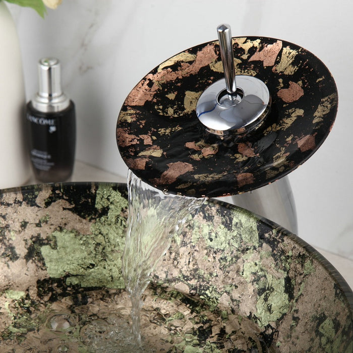 Tempered Glass Hand-Painted Sink Tap Set