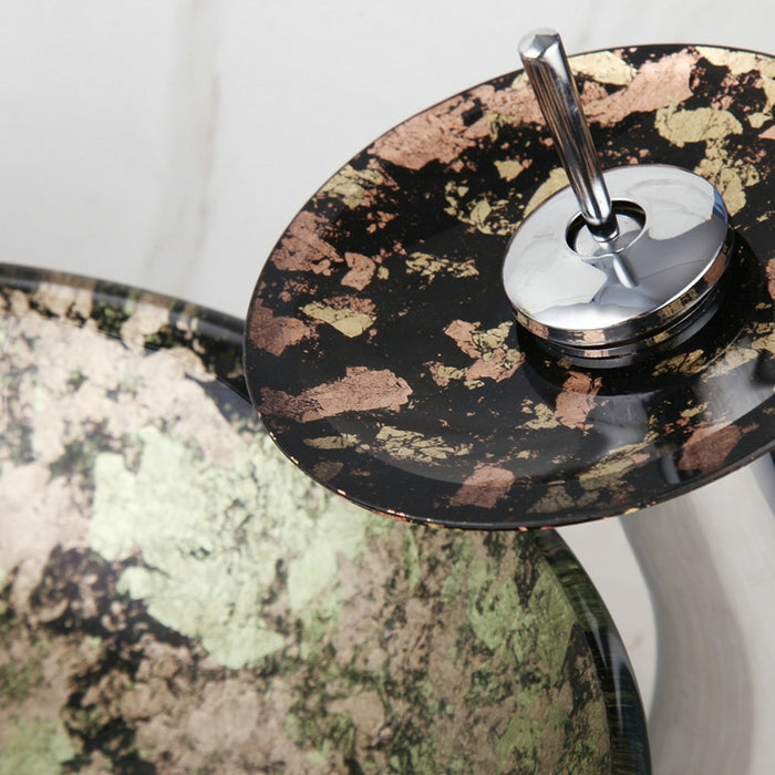 Tempered Glass Hand-Painted Sink Tap Set