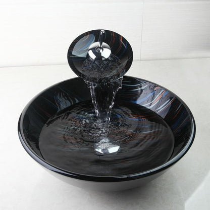 Modern Tempered Glass Basin Bowl Sink Set