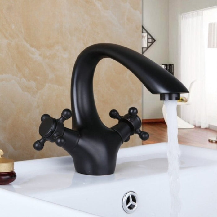 Oil Rubbed Black Doubles Handles Basin Mixer Faucet