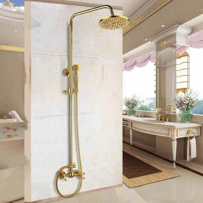 Golden Plated Style Ceramic Handle Faucet Set